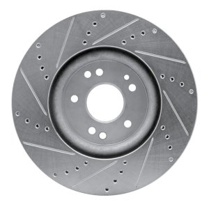 Mercedes-Benz E500 Brake Rotor (1) - Right Front - R1 Concepts - Drilled & Slotted - Silver - `94-`02